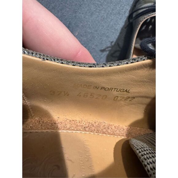 THE OFFICE OF ANGELA SCOTT Ms. Baker Khaki Glen Plaid Leather Women's Toe Cap Ox - Picture 5 of 10